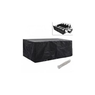 Husă mobilier de grădină set 8 persoane poliratan 10 ocheți 229x113cm