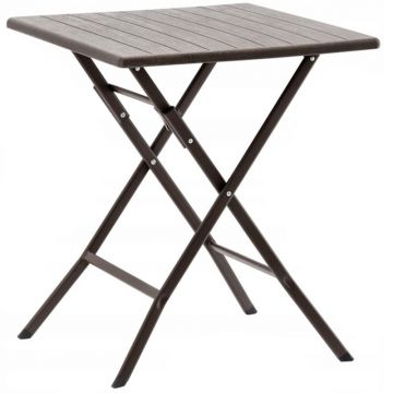 Masa de plastic pliabila, pentru gradina sau balcon, 62x62x73cm, maro imitatie lemn