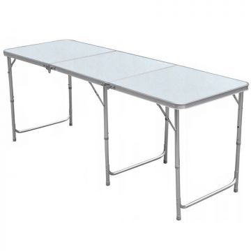 Masa pliabila metalica pentru gradina sau picnic, blat MDF, inaltime reglabila, 180x60cm