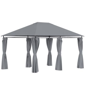 Outsunny 3x4 m Gazebo de Exterior din Oțel cu 6 Perdele Detașabile și Orificii de Drenaj, Gri | Aosom Romania