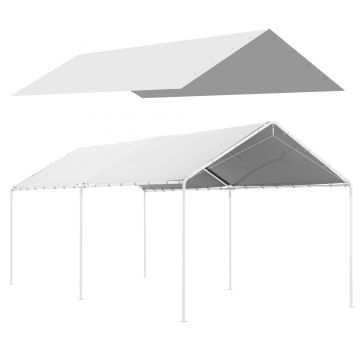Outsunny Acoperiș pentru Carport 10 x 20 ft, Prelată de Schimb Rezistentă la UV cu Corzi Elastice, Albă | Aosom Romania