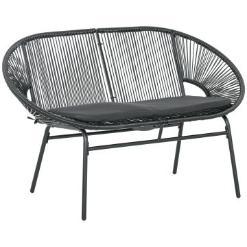 Outsunny Bancă Acapulco cu Brațe, Perne și Cadru din Oțel, Greutate Maximă 260 kg pentru Balcon, Terasă, Grădină 132x72x83 cm Negru | Aosom Romania