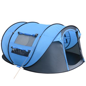 Outsunny Cort de Camping Pop Up pentru 2 Persoane cu 2 Uși, 4 Ferestre și Înveliș Impermeabil, 263.5x220x123 cm, Verde | Aosom Romania