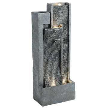 Outsunny Fântână 3 trepte pentru grădină cu iluminare LED, ghiveci, pompă, aspect piatră, reglabil 38 x 19 x 101 cm | Aosom Romania