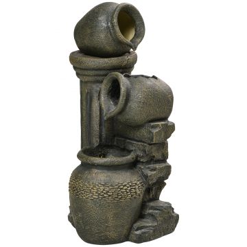 Outsunny Fântână arteziană, pompă reglabilă, rezistentă la intemperii, 25 cm x 24 cm x 60 cm, Gri | Aosom Romania