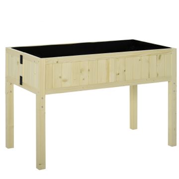 Outsunny Jardinieră Înălțată Rabatabilă, Realizată din Lemn de Brad cu 4 Orificii de Drenaj, pentru Grădină, Terasă sau Balcon, 115x56x76 cm, Culoare Lemn | Aosom Romania