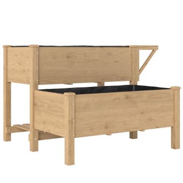 Outsunny Pat de grădină înălțat jardinieră 2 niveluri 119.5x102x76.5cm Maro | Aosom Romania