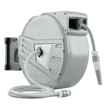 Outsunny Tambur furtun de perete 40+2 m x Ø 15mm, tambur pentru furtun de apă retractabil automat pivotant la 180°, Gri | Aosom Romania