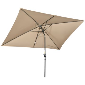 Outsunny Umbrelă de Grădină Înclinabilă cu Manivelă și 6 Spiţe, 2x3 m, Gri Închis | Aosom Romania