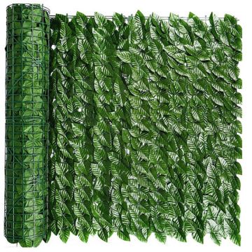 Panou paravan cu frunze artificiale pentru gard sau balcon, 100x500cm, verde