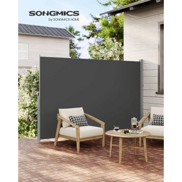Paravan lateral pentru gradina sau terasa / copertina solara laterala, Songmics, sistem de fixare inclus, 180x300 cm, gri