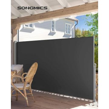 Paravan lateral pentru gradina sau terasa / copertina solara laterala, Songmics, sistem de fixare inclus, 200x350 cm, gri