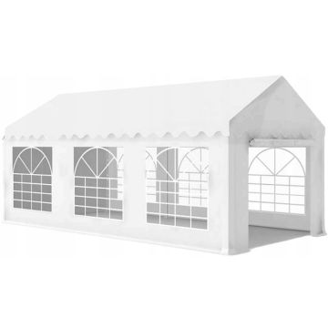 Pavilion de gradina profesional, cu cadru otel 38 mm, acoperis impermeabil 450g m2, 6x3x2,8 m, alb