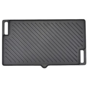 Plita pentru Gratar, Fonta, 2 Fete Cioc, 45 x 25 cm, Negru, Perfect Home