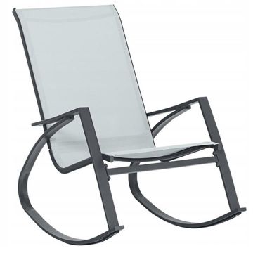 Scaun balansoar de gradina din metal si textil, 60x104x95 cm, capacitate 120 kg, gri