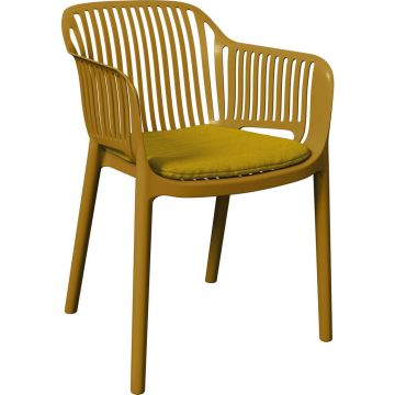 Scaun De Stivuit in plastic, textil galben