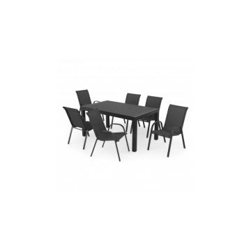Set 6 scaune si masa ext ENCORE BASIC  antracit cu negru