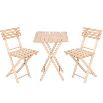 Set masa patrata plianta, cu 2 scaune pliante, gradina sau balcon Solas