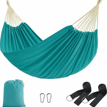 SONGMICS Hamac dublu, accesorii de prindere cu chingi si carabiniere, 210x150 cm, 300 kg, albastru