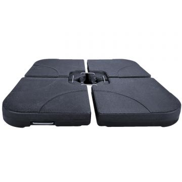 Suport baza umbrela 50x50x8 cm, set 4 elemente umplere cu apa sau nisip, manere metalice, plastic rezistent, negru