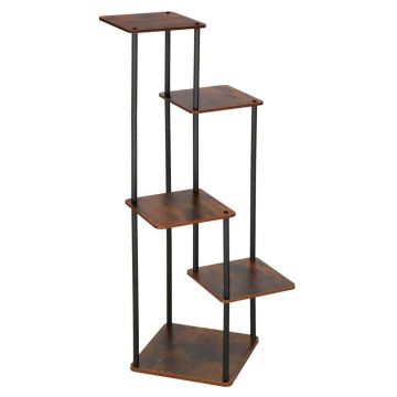 Suport pentru flori, 106x58 cm, negru maro deschis - 5 rafturi, structura metalica, design modern