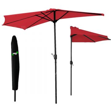 Umbrela balcon 270x250 cm, montaj pe perete, cu manivela si husa impermeabila, poliester 180g mp, rosu