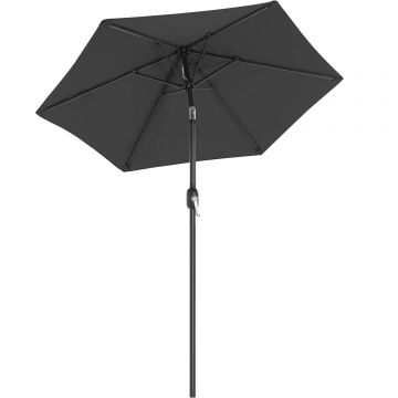 Umbrela de gradina, cu manivela pentru deschidere, sistem inclinare, 200cm, gri