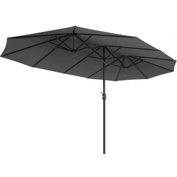 Umbrela de gradina dubla, cu manivela, 460 x 270 cm, gri