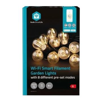 Ghirlanda Luminoasa Decorativa Smart Wi-Fi Nedis, 10 LED-uri, Lumina Calda, 9 m, Android / iOS