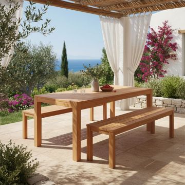 Masă de Grădină Vocaly, tec, 200x100x75 cm