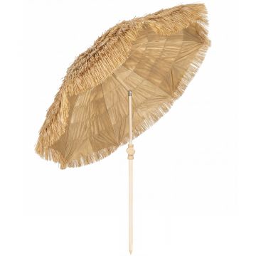 Outsunny 150 cm Umbrelă Hula cu acoperiș din paie Tiki pentru plajă și grădină, cu ancoră pentru nisip, înălțime reglabilă și funcție de înclinare, umbrelă de soare cu acoperiș din paie | Aosom Romania