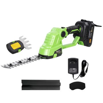 Outsunny 2-în-1 Foarfecă cu acumulator pentru gard viu, foarfecă electrică pentru gard viu & tufe cu lungime de tăiere 20/10 cm, încărcător | Aosom Romania