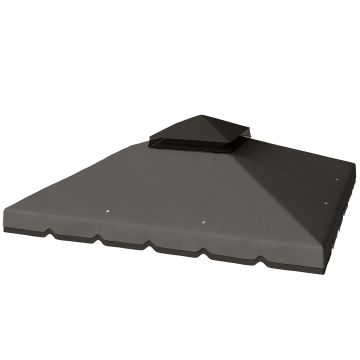 Outsunny Acoperiș de schimb 3x3 m cu acoperiș dublu, orificii de drenaj și UPF 30+ DOAR acoperiș NU include cadru Gri deschis | Aosom Romania