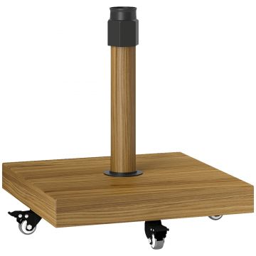 Outsunny Bază pentru umbrelă cu roți și frâne, suport pentru umbrelă din metal cu ciment, pentru stâlpi Ø36/38/48 mm, aspect lemn natural | Aosom Romania