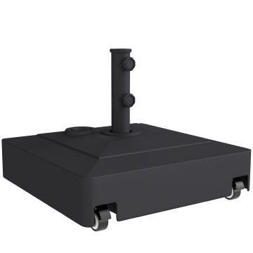 Outsunny Bază Umbrelă cu Roți și Frâne, cu Apă 40kg/Nisip 61kg, pentru Stâlpi de Ø35/38/48mm, Negru | Aosom Romania