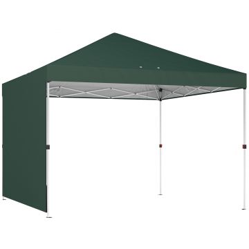 Outsunny Carpa Plegable Pop-up 3x3 m con Pared Lateral UPF50+ Altura Ajustable Empuje Central Bolsa de Transporte Verde | Aosom Romania