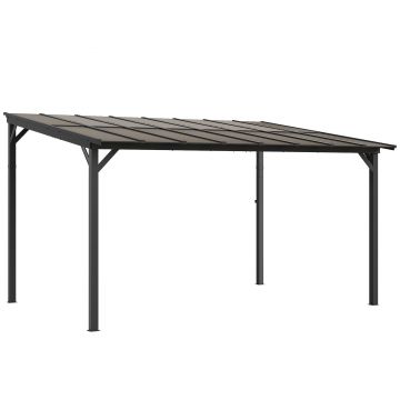 Outsunny Copertină pentru terasă aprox. 3 x 4,3 m copertină de terasă independentă cu acoperiș din policarbonat înclinat pentru montare pe perete Gri închis | Aosom Romania