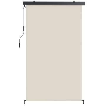 Outsunny Copertină Rulabilă de Exterior Anti-UV cu Carcasă din Aluminiu și Manivelă, Copertină de Soare din Poliester, 250x160 cm, Alb Crem | Aosom Romania