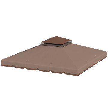 Outsunny Husă de Rezervă pentru Foișor 3x3 m din Grădină, Acoperiș Dublu Rezistent la Apă din Poliester 180g/㎡ Anti-UV 30+ cu 8 Găuri de Drenaj, Cașmir | Aosom Romania