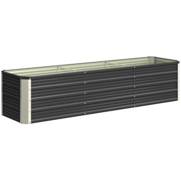 Outsunny Jardiniță înălțată din oțel cu mănuși, pat pătrat pentru grădină pentru flori, ierburi, legume, 183 x 47 x 40 cm, gri | Aosom Romania
