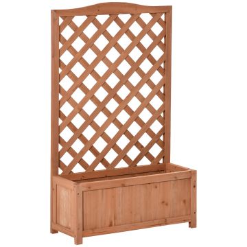 Outsunny Jardinieră cu spalier, bac de flori ridicat, pentru plante cățărătoare, legume, flori, din lemn masiv, interior și exterior, curte, grădină, balcon, 70 x 28 x 117 cm, maro | Aosom Romania