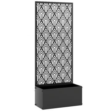 Outsunny Jardinieră cu spalier, ghiveci cu paravan, pentru plante cățărătoare, metal, 45 x 21,5 x 110 cm, negru | Aosom Romania