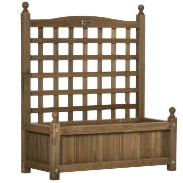 Outsunny Jardinieră cu spalier recipient pentru flori jardinieră pe picior 64 x 28 x 75 cm inserturi de irigare lemn masiv | Aosom Romania