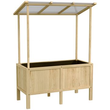 Outsunny Jardinieră înălțată cu acoperiș, orificii de drenaj, căptușeală din material nețesut, rezistentă la intemperii, lemn de brad, 110x60x152 cm | Aosom Romania