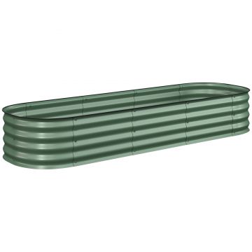 Outsunny Jardinieră înălțată pătrat pentru grădină din oțel modulară pentru legume, plante, flori, dim. 195 x 62 x 30 cm, verde | Aosom Romania