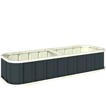 Outsunny Jardinieră ridicată din oțel galvanizat, pat de grădină cu mănuși și margini pliate, 165 x 52 x 31 cm, gri închis | Aosom Romania