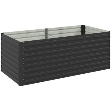 Outsunny Jardinieră ridicată galvanizată dreptunghiulară pentru exterior - fund deschis - 160 x 80 x 60 cm, gri | Aosom Romania