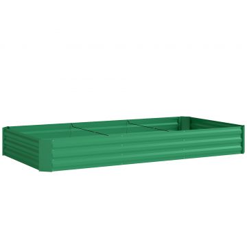 Outsunny Jardiniere de exterior, cadru galvanizat pentru cultivare cu margine de siguranță și fund deschis 240 x 120 x 30 cm verde | Aosom Romania