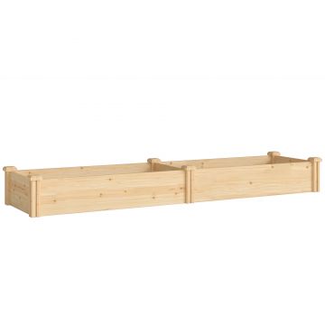 Outsunny Pat înălțat din lemn, cutie de plantare cu separator și bază deschisă, seră timpurie pentru grădină 235 x 66 x 26 cm lemn natural | Aosom Romania