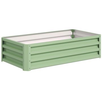 Outsunny Pat înălțat jardiniere, rezistent la intemperii, fund deschis, oțel galvanizat, 120 cm x 60 cm x 30,5 cm, Verde | Aosom Romania
